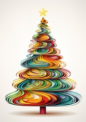 Illustration of Watercolor Christmas Trees. Ai generative