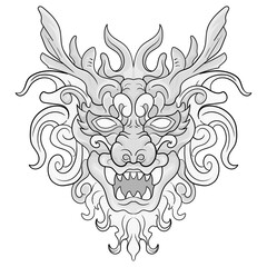 tattoos black and white barongsai dragon chienese illustration. good for element design and coloring pages