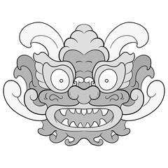 tattoos black and white barongsai dragon chienese illustration. good for element design and coloring pages