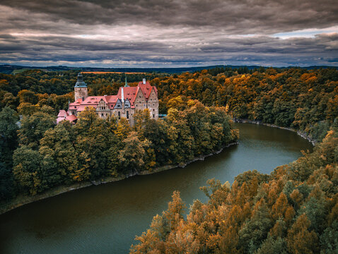 Medieval Castle Czocha - drone photo, Poland