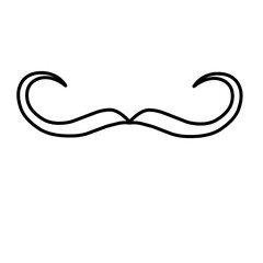 One Line Drawing Mustache, Continuous Line Dad Whiskers, Single Outline Moustache, Vintage Man Hairstyle, Mustache Vector Illustration