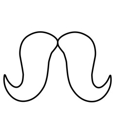 One Line Drawing Mustache, Continuous Line Dad Whiskers, Single Outline Moustache, Vintage Man Hairstyle, Mustache Vector Illustration