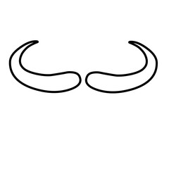 One Line Drawing Mustache, Continuous Line Dad Whiskers, Single Outline Moustache, Vintage Man Hairstyle, Mustache Vector Illustration