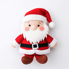 Fototapeta na wymiar Felt funny Santa Claus for Christmas on a white background