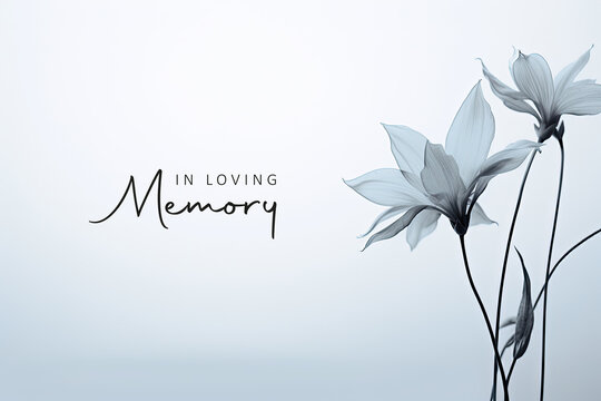 condolence card with flower outline in loving memory illustration