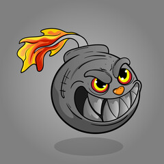 cartoon evil bomb cartoon mascot explosion illustration