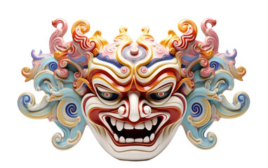 Elaborate Chinese Opera Mask on Transparent Background