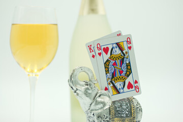 szampan, butelka, świętować, napój, uroczystość, drink, alkohol, wino, luksus, przyjęcie, poker, szkło, kasyno, karty, stół, hazard, - obrazy, fototapety, plakaty
