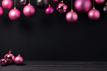 Foto op Canvas black and pink christmas tree decoration copy scape © krissikunterbunt