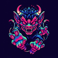 neon monster illustration background