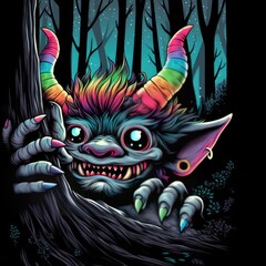 neon monster illustration background