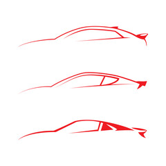 Car silhouettes outline 
vector illustration - obrazy, fototapety, plakaty