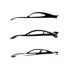 Car silhouettes side vector illustration - obrazy, fototapety, plakaty
