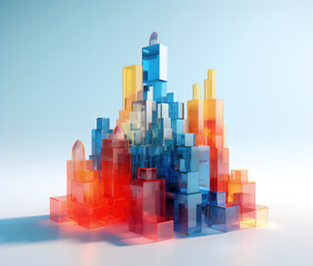 Szklane biura - ilustracja biznesowa, krajobraz miasta - Glass offices - business illustration, cityscape - AI Gneerated