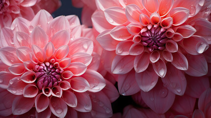 Close-up of dew-kissed dahlias Ai Generative