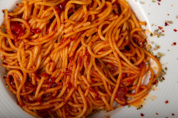 Delicious Italian pasta, Spaghetti, Fettuccine, Macaroni, Fusilli, Bow ties, Penne