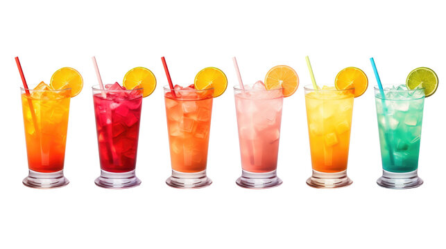 Set of coctails isolated on transparent