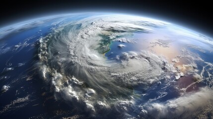 Satellite view of a tropical cyclone.
