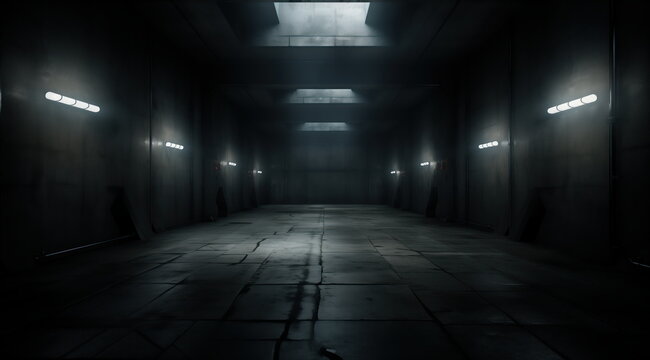 spooky dark corridor, generative AI.
