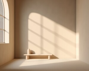 Minimalistic empty abstract beige background for Product Display  ai generative