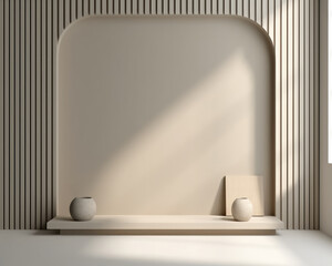 Minimalistic empty abstract beige background for Product Display  ai generative