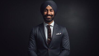 Obraz premium handsome smart sikh person with turban and suit