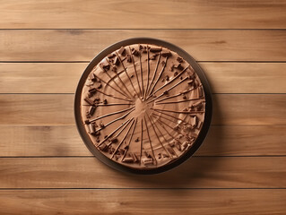 Fototapeta na wymiar Chololate ice cream cake on wooden table