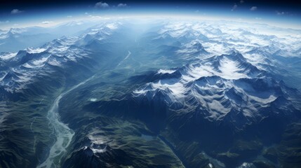 Fototapeta premium Illustration of aerial view of European Alps