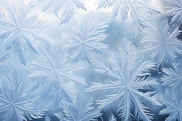 Frosty natural pattern on winter window glass. Abstract background. ai generated art
