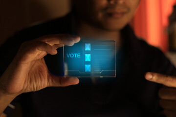 Hologram voting card for election or modern business supports technology.