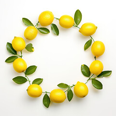 Obraz premium Circle frame made of lemons over white background