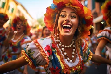 Papier Peint photo autocollant les îles Canaries woman at carnival parade in Canary Islands face closeup