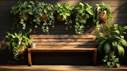 Hanging plants in wooden board.