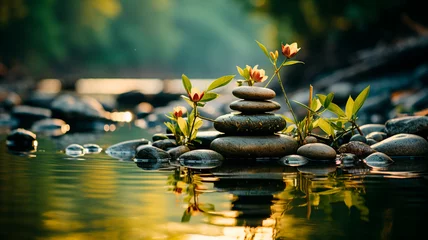 Rolgordijnen zen stones in the garden © RozaStudia