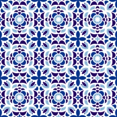 Tapeten Mediterranean traditional pattern, Spanish Majolica ceramic mosaic and Portuguese tile decoration © barberry