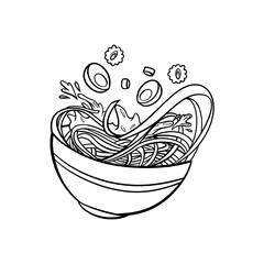 illustration of ramen with eggs with retro style design 