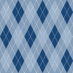 Navy blue argyle pattern. Argyle vector pattern. Argyle pattern. Seamless geometric pattern for clothing, wrapping paper, backdrop, background, gift card, sweater.