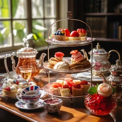 Foto op Plexiglas English tea time with tea and sweets. © DALU11