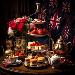 Obraz na płótnie Canvas English tea time with tea and sweets.