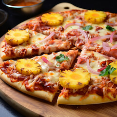 Pizza with pineapple.