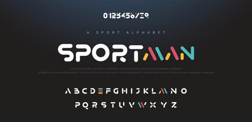 sport future curve, wave modern alphabet fonts. technology typography urban font and number uppercase. vector illustration - obrazy, fototapety, plakaty