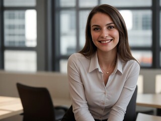 A young businesswoman is interviewing for a job with copy space. Fresh graduate and First jobber concept.