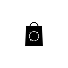 Recycle bag icon isolated on blue background. Bag with recycling symbol.