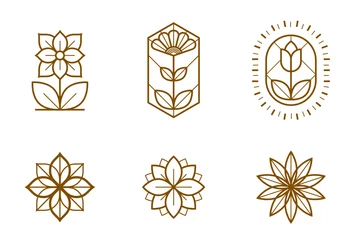 Foto op Plexiglas Beautiful geometric flower logos vector linear designs set, sacred geometry line drawing emblems or symbols collection, blossoming flower hotel or boutique or jewelry logotypes. © Sylverarts