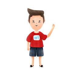 cartoon, boy, person, business, illustration, vector, people, character, businessman, child, hand, smile, kid, standing, woman, manager, 3d, office, waving, comic, men, smiling, one, fun, lady