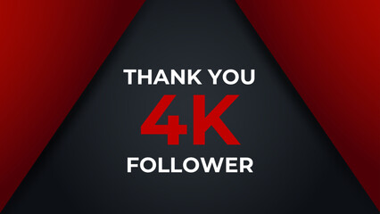 Thank you 4K followers congratulation template banner. 4K celebration subscribers template for social media.