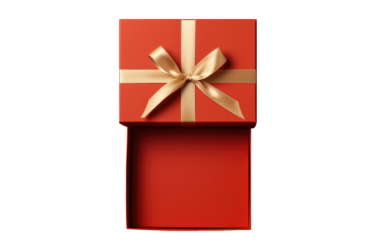 A Christmas present box isolated on transparent background.