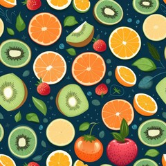 Fototapeta na wymiar Fresh fruits seamless pattern for wallpaper endless picture, beautiful ripe fruits, nutriology diet