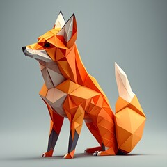 Fox illustration on low poly style