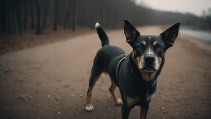 portrait of a black dog , animal photography